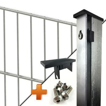 Preview: Doppelstabmattenzaun "schwer" 8/6/8 - Komplett-Set inkl. Zaunpfosten Typ AL Preview: Stabmattenzaun Pfosten Matte verzinkt